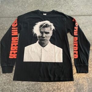 Justin Bieber Purpose Tour Long Sleeve Tee Shirt Small Band Concert Black Cotton